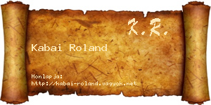 Kabai Roland névjegykártya